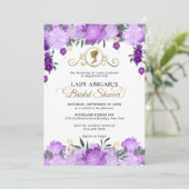 Invitation Élégante Fête des mariées florale violette victori (Debout devant)