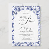 Invitation Elégante Fête des mariées Flore Bleu Toile (Devant)