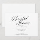 Invitation Elégante Fête des mariées Formelle Noir Blanc (Devant / Derrière)