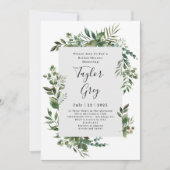 Invitation Elégante Fête des mariées frontalière de verdure (Devant)