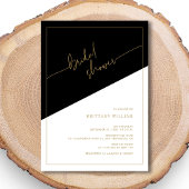 Invitation Élégante Fête des mariées géométrique de script or