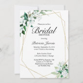 Invitation Élégante Fête des mariées géométrique de verdure (Devant)