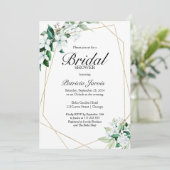 Invitation Élégante Fête des mariées géométrique de verdure (Debout devant)