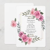 Invitation Elégante Fête des mariées géométrique rose rose (Devant / Derrière)