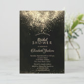 Invitation Elégante Fête des mariées Gold Confetti (Debout devant)