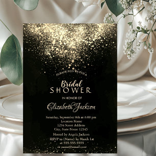 Invitation Elégante Fête des mariées Gold Confetti