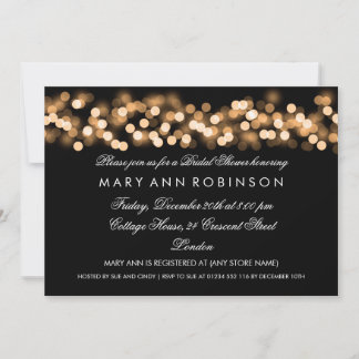 Invitation Elégante Fête des mariées Gold Hollywood Glam