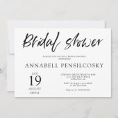 Invitation Elégante Fête des mariées horizontale noire blanch (Devant)