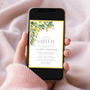 Invitation Élégante Fête des mariées jaune citron à la fine p