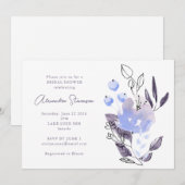 Invitation Elégante Fête des mariées Lilac Bleu Aquarelle Flo (Devant / Derrière)