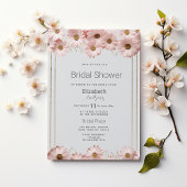 Invitation Elégante Fête des mariées marguerite pastel gris r