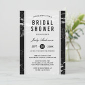 Invitation Elégante Fête des mariées Mariage en marbre noir b (Debout devant)