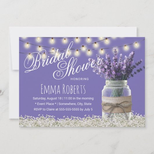 Invitation Élégante Fête des mariées Mason Jar Fleurs de Lava (Devant)