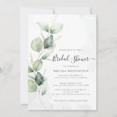 Invitation Elégante Fête des mariées minimaliste Eucalyptus (Devant)