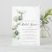 Invitation Elégante Fête des mariées minimaliste Eucalyptus (Debout devant)