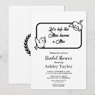 Invitation Elégante Fête des mariées minimaliste noir et blan