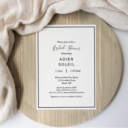 Invitation Élégante Fête des mariées moderne