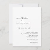 Invitation Elégante Fête des mariées moderne noir et blanc (Devant)