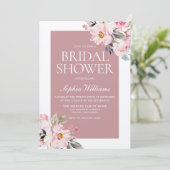 Invitation Élégante Fête des mariées moderne rose pâle (Debout devant)