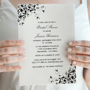 Invitation Elégante Fête des mariées noir & blanc