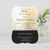 Invitation Elégante Fête des mariées Noire Chic Gold (Debout devant)