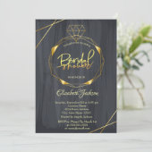 Invitation Elégante Fête des mariées noire Diamant Or (Debout devant)