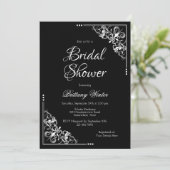 Invitation Elégante Fête des mariées noire et blanche (Debout devant)