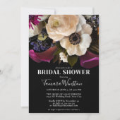 Invitation Élégante Fête des mariées noire florale violette L (Devant)