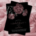 Invitation Elégante Fête des mariées noire Rose Vintage Dusty<br><div class="desc">Superbe vintage fleurie sur un arrière - plan noir fait pour une élégante invitation à la douche nuptiale. La typographie rose poussiéreuse est tout simplement magnifique. Ce design est parfait pour votre douche nuptiale. Voir la coordination des articles dans notre boutique,  Enchanted Finch.</div>