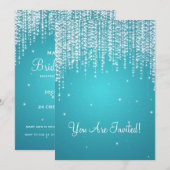 Invitation Elégante Fête des mariées Nuit Bleu éblouissant (Devant / Derrière)