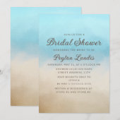 Invitation Elégante Fête des mariées Océanique Blue Tan Beach (Devant / Derrière)
