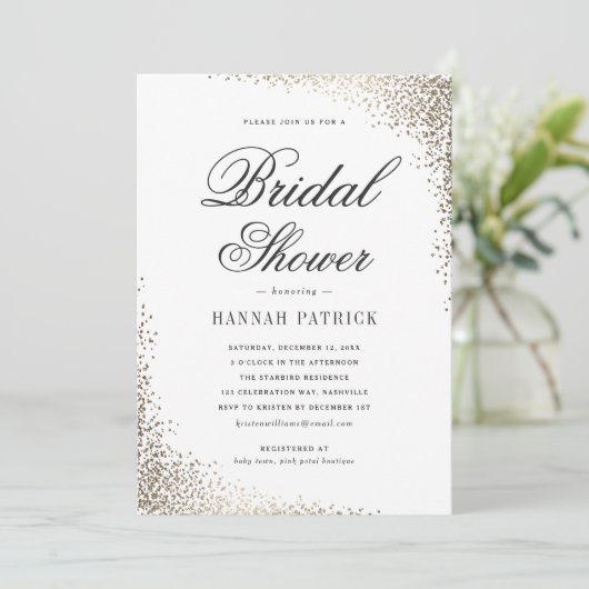 Invitation Élégante Fête des mariées Or (Debout devant)