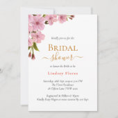 Invitation Élégante Fête des mariées or Fleurs Roses Douces (Devant)