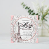 Invitation Elégante Fête des mariées Paris Rose (Debout devant)