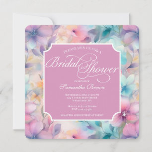 Invitation Elégante Fête des mariées Pastel Watercolor Floral