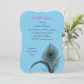 Invitation Elégante Fête des mariées Peacock (turquoise) (Debout devant)