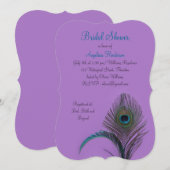 Invitation Elégante Fête des mariées Peacock (violet) (Devant / Derrière)