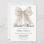 Invitation Elégante Fête des mariées Pearl Bow (Devant)