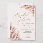 Invitation Élégante Fête des mariées photo Pampas Terracotta (Devant)