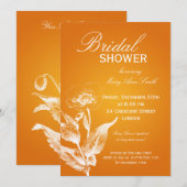 Invitation Elégante Fête des mariées Poppy Orange (Devant / Derrière)