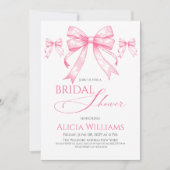 Invitation Elégante Fête des mariées rétro Coquette Rose Bow (Devant)