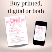 Invitation Elégante Fête des mariées rétro Coquette Rose Bow