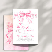 Invitation Elégante Fête des mariées rétro Coquette Rose Bow