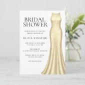 Invitation Elégante Fête des mariées Robe Dorée (Debout devant)