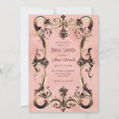 Invitation Elégante Fête des mariées Rococo baroque Blush (Devant)