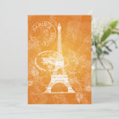 Invitation Elégante Fête des mariées Romantique Paris Orange (Debout devant)