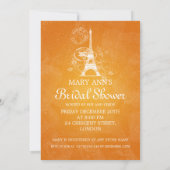 Invitation Elégante Fête des mariées Romantique Paris Orange (Dos)