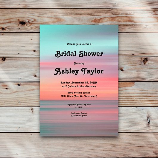 Invitation Elégante Fête des mariées romantique Sunset Sky Be