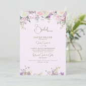 Invitation Élégante Fête des mariées rose (Debout devant)