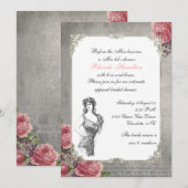 Invitation Elégante Fête des mariées Rose antique (Devant / Derrière)